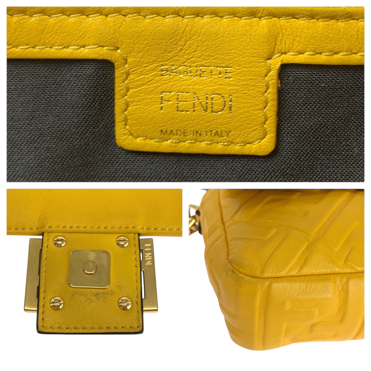 17605
FENDI フェンディ ズッカ マンマバケット イエロー ゴールド金具 レザー 8BR600 ショルダーバッグ メッセンジャーバッグ メンズ ABP134