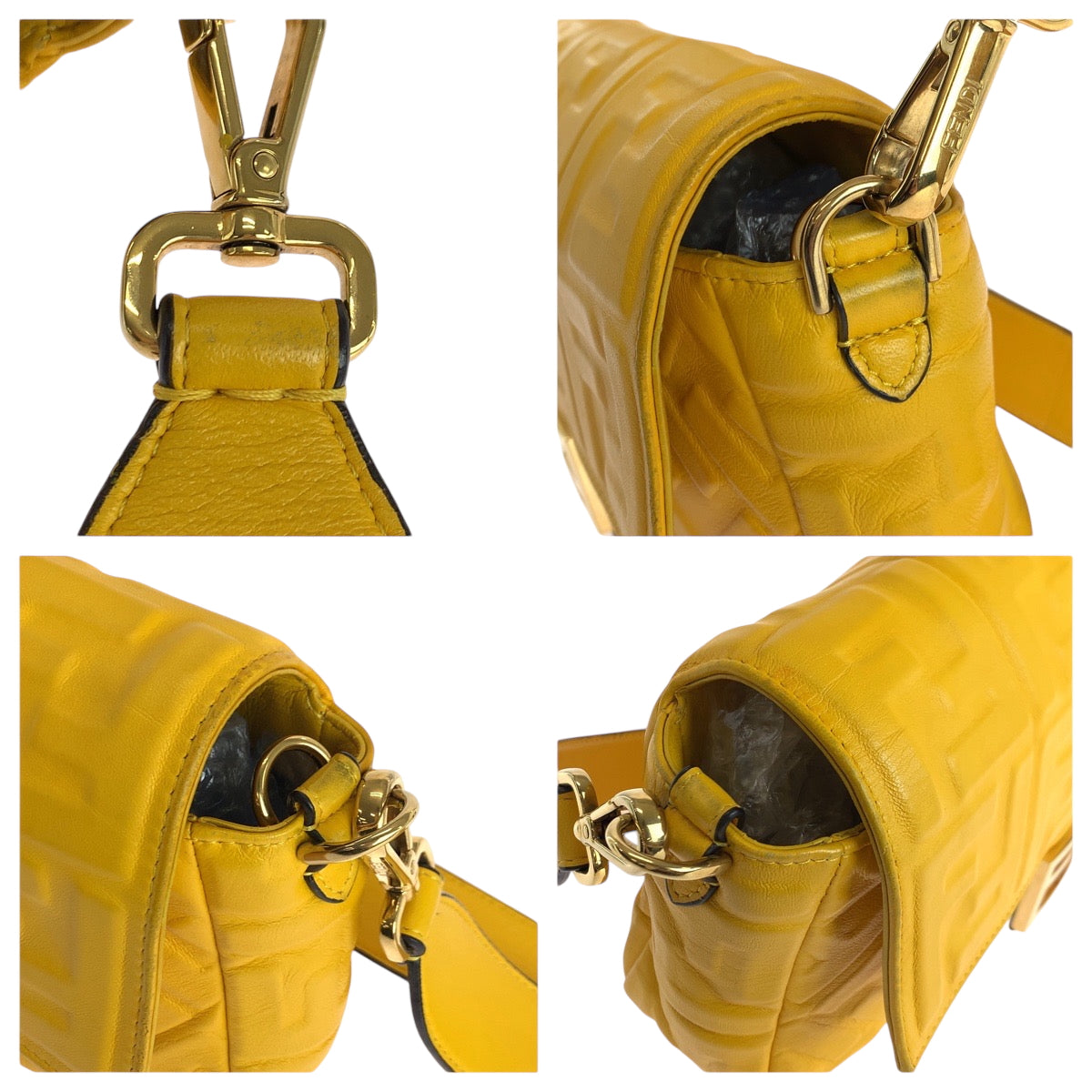 17605
FENDI フェンディ ズッカ マンマバケット イエロー ゴールド金具 レザー 8BR600 ショルダーバッグ メッセンジャーバッグ メンズ ABP134