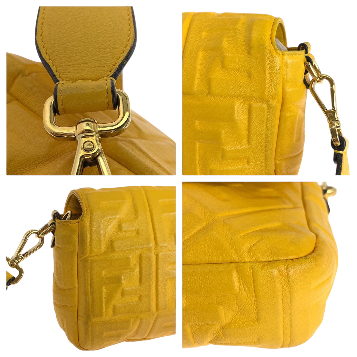 17605
FENDI フェンディ ズッカ マンマバケット イエロー ゴールド金具 レザー 8BR600 ショルダーバッグ メッセンジャーバッグ メンズ ABP134