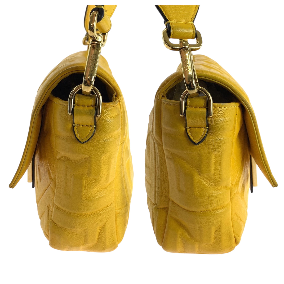 17605
FENDI フェンディ ズッカ マンマバケット イエロー ゴールド金具 レザー 8BR600 ショルダーバッグ メッセンジャーバッグ メンズ ABP134