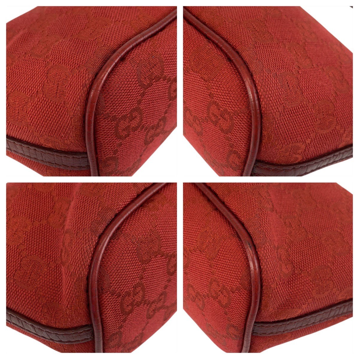 17606
GUCCI グッチ レッド シルバー金具 GGキャンバス / レザー 07198 ハンドバッグ アクセサリーポーチ  レディース