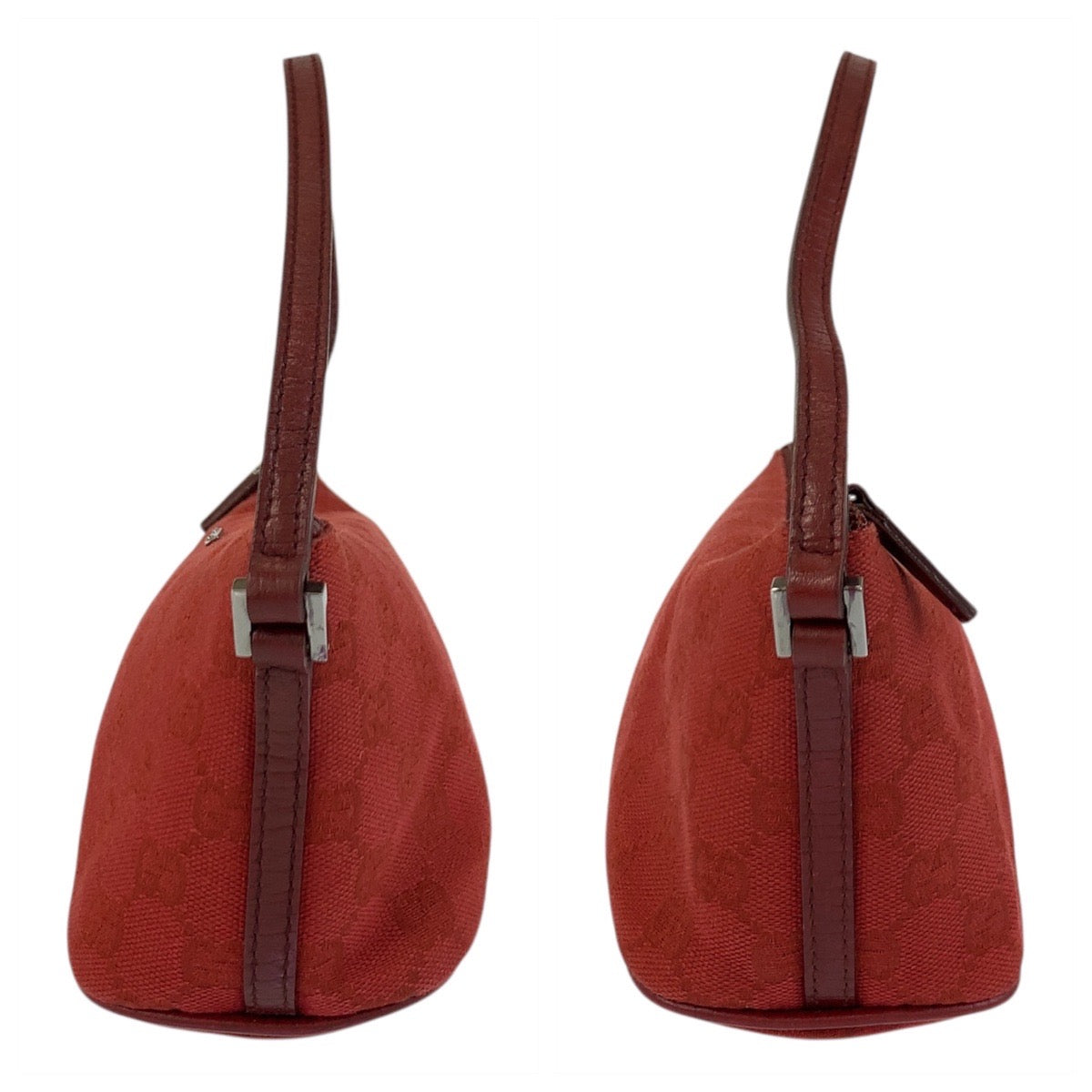 17606
GUCCI グッチ レッド シルバー金具 GGキャンバス / レザー 07198 ハンドバッグ アクセサリーポーチ  レディース