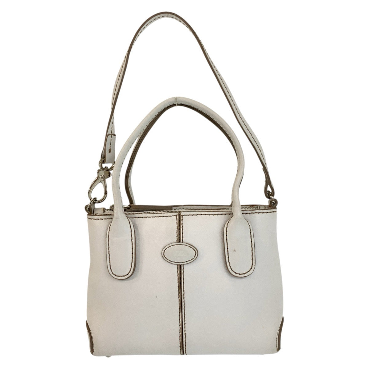 17608
TOD’S トッズ ホワイト 白 シルバー金具 レザー ハンドバッグ  レディース ABP15