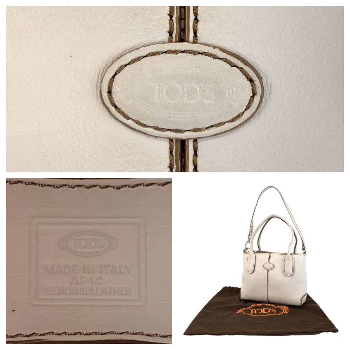 17608
TOD’S トッズ ホワイト 白 シルバー金具 レザー ハンドバッグ  レディース ABP15