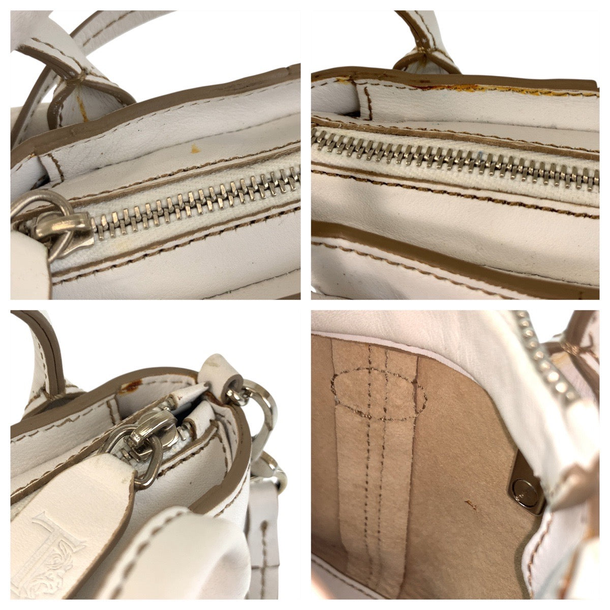 17608
TOD’S トッズ ホワイト 白 シルバー金具 レザー ハンドバッグ  レディース ABP15