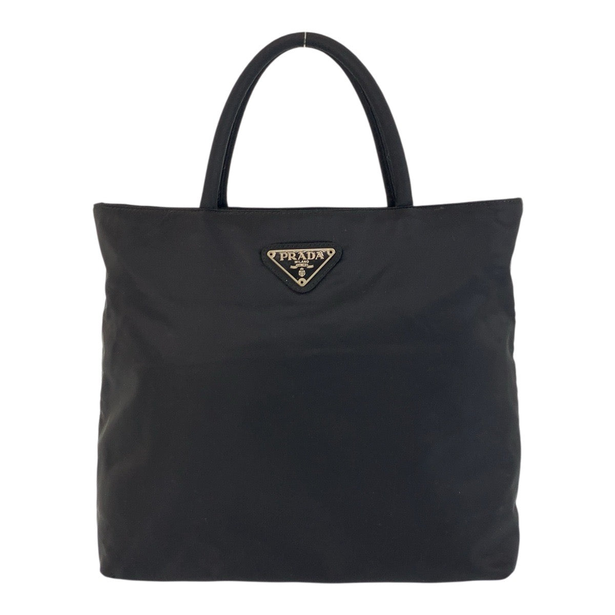 17609
PRADA プラダ テスート 三角ロゴプレート ブラック 黒 シルバー金具 ナイロン トートバッグ ハンドバッグ  レディース ABP35