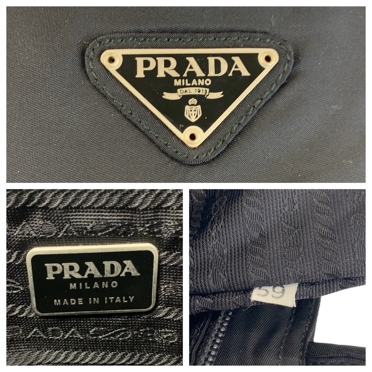 17609
PRADA プラダ テスート 三角ロゴプレート ブラック 黒 シルバー金具 ナイロン トートバッグ ハンドバッグ  レディース ABP35