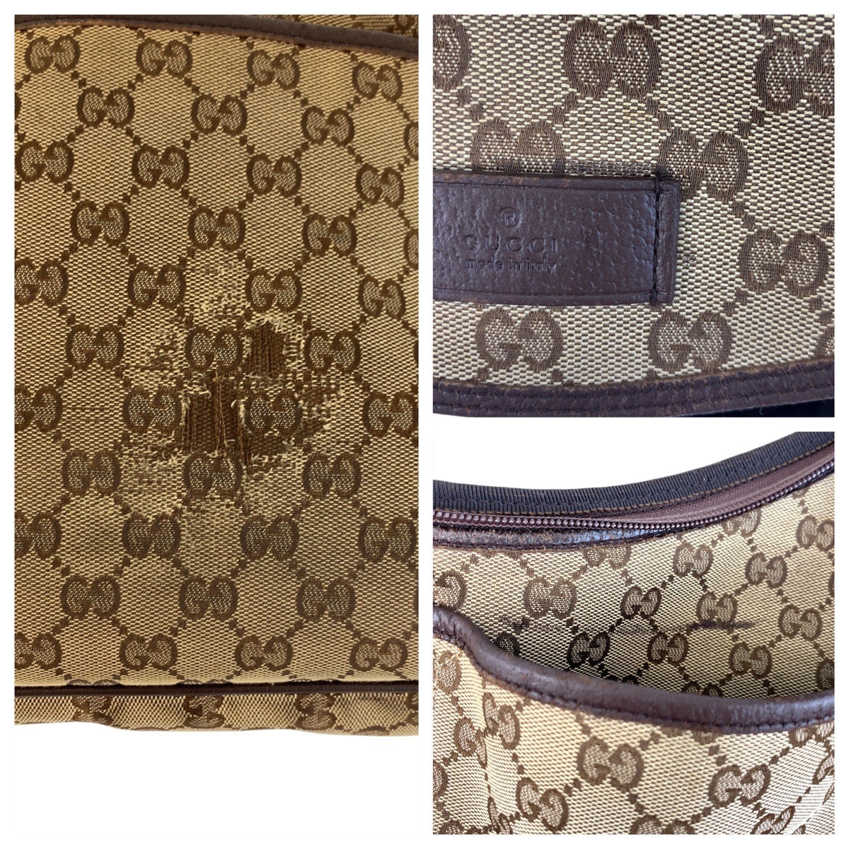 17610
GUCCI グッチ ベージュ ブラウン GGキャンバス / レザー 123326 ショルダーバッグ メッセンジャーバッグ  レディース B16