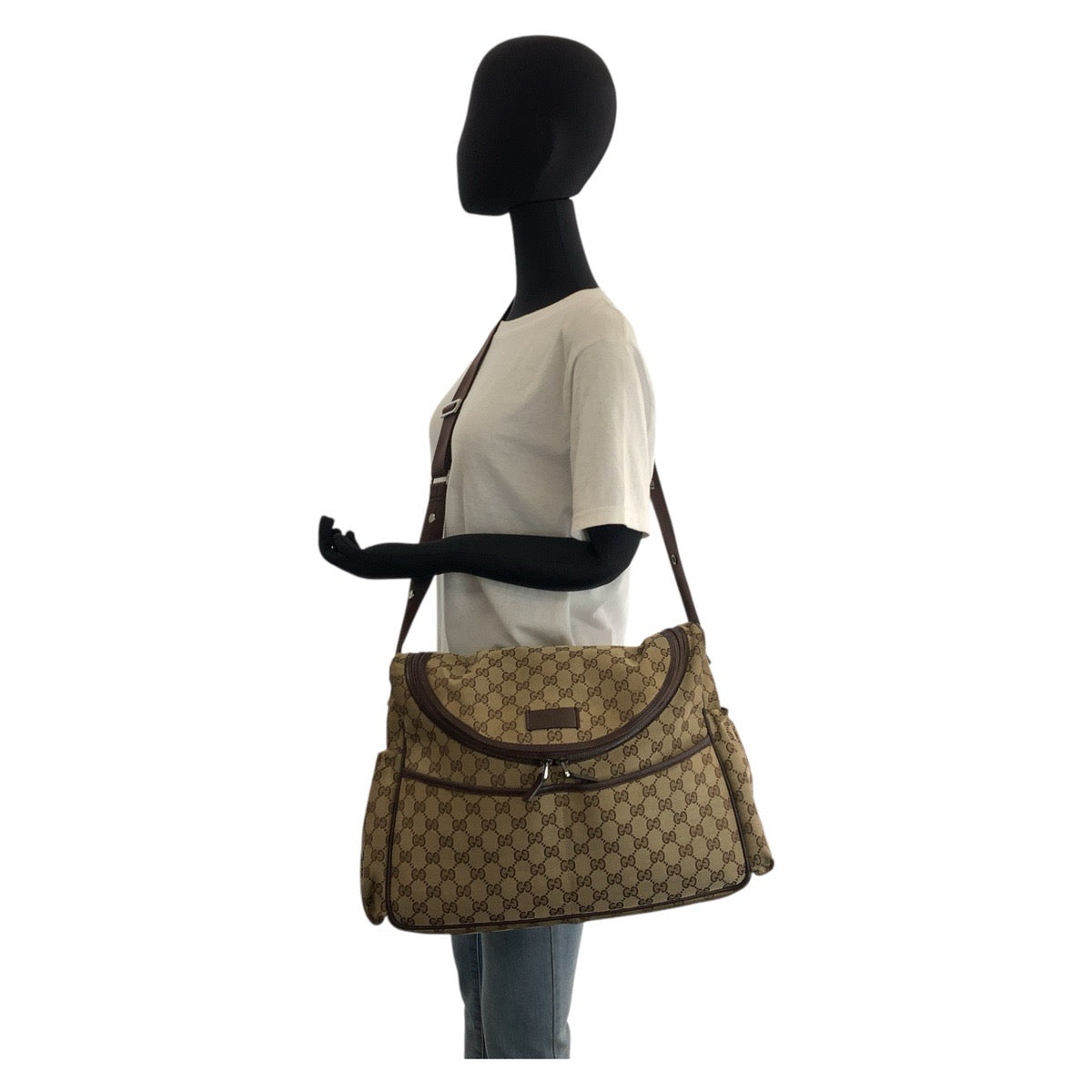 17610
GUCCI グッチ ベージュ ブラウン GGキャンバス / レザー 123326 ショルダーバッグ メッセンジャーバッグ  レディース B16