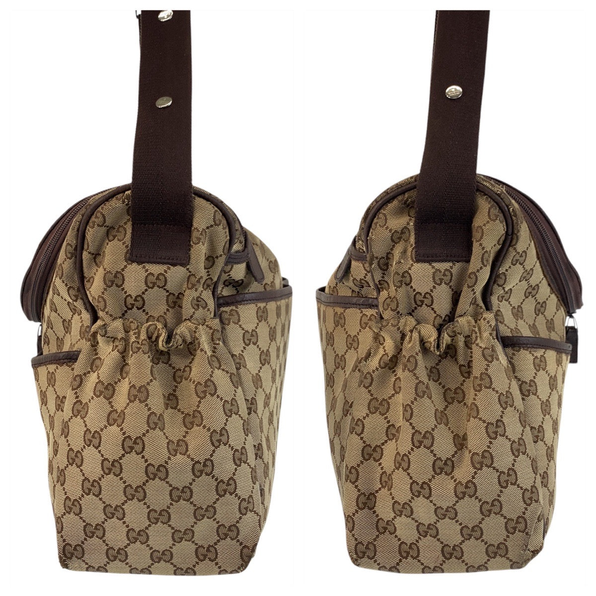 17610
GUCCI グッチ ベージュ ブラウン GGキャンバス / レザー 123326 ショルダーバッグ メッセンジャーバッグ  レディース B16