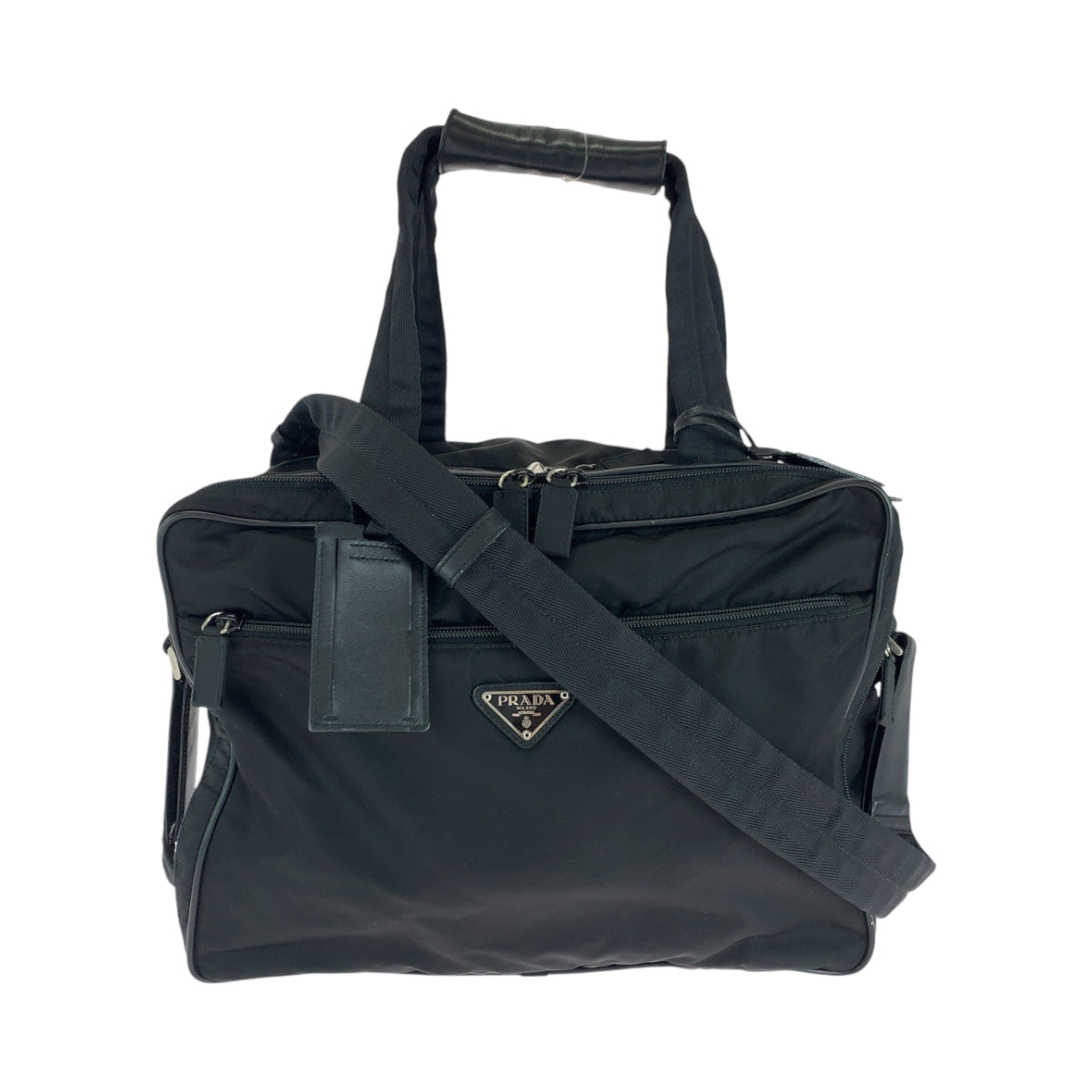 17613
PRADA プラダ テスート 三角ロゴプレート ブラック 黒 シルバー金具 ナイロン V453S ビジネスバッグ ショルダーバッグ 2way  メンズ ABP46