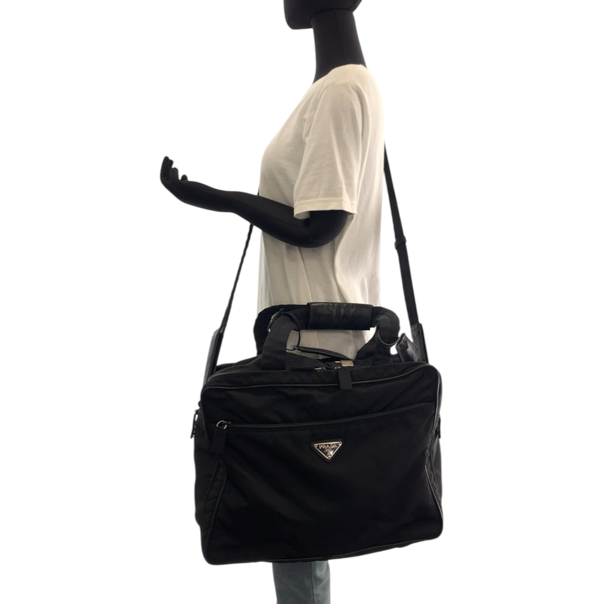17613
PRADA プラダ テスート 三角ロゴプレート ブラック 黒 シルバー金具 ナイロン V453S ビジネスバッグ ショルダーバッグ 2way  メンズ ABP46