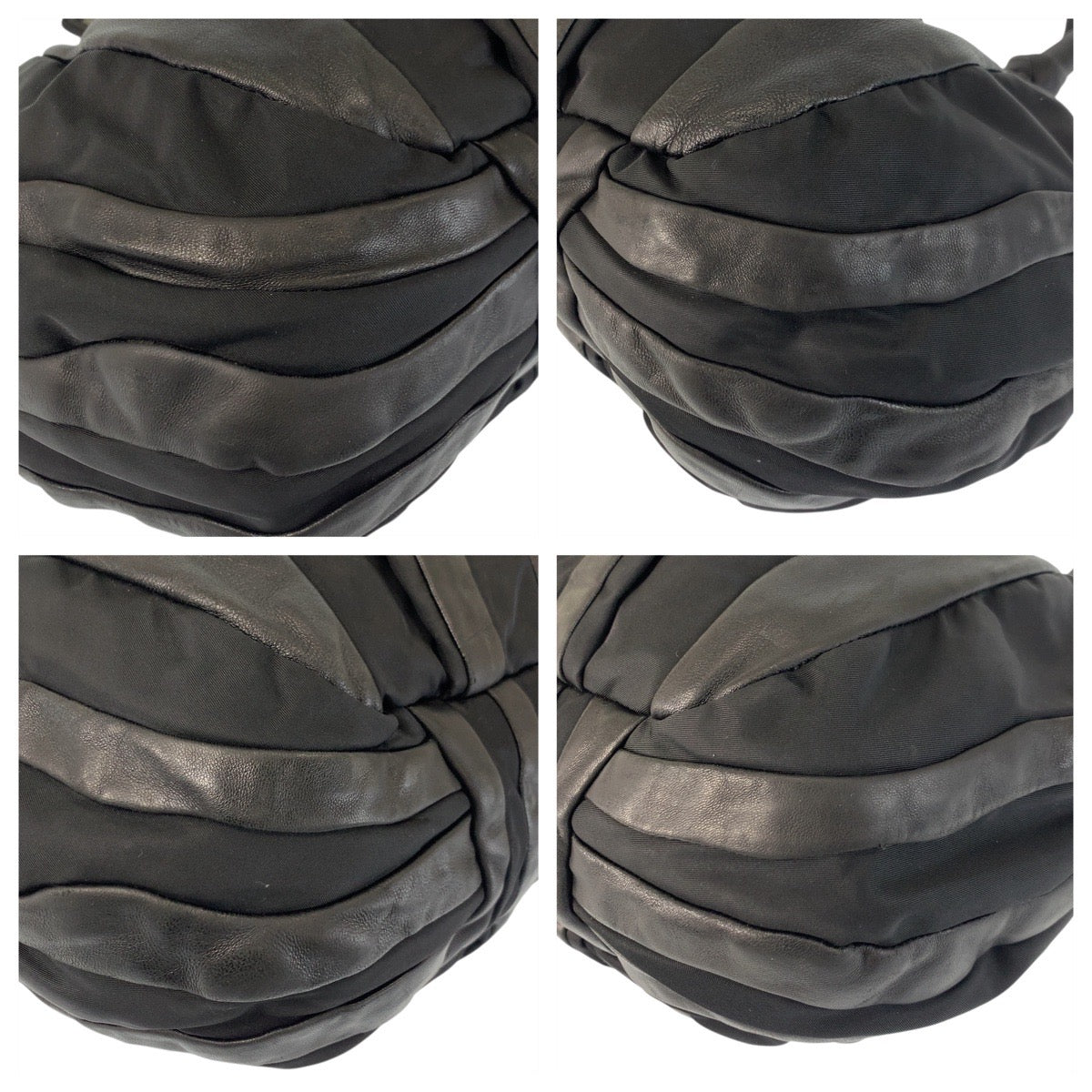 17615
PRADA プラダ クリムソン ブラック 黒 シルバー金具 ナイロン / レザー ショルダーバッグ  レディース AB32