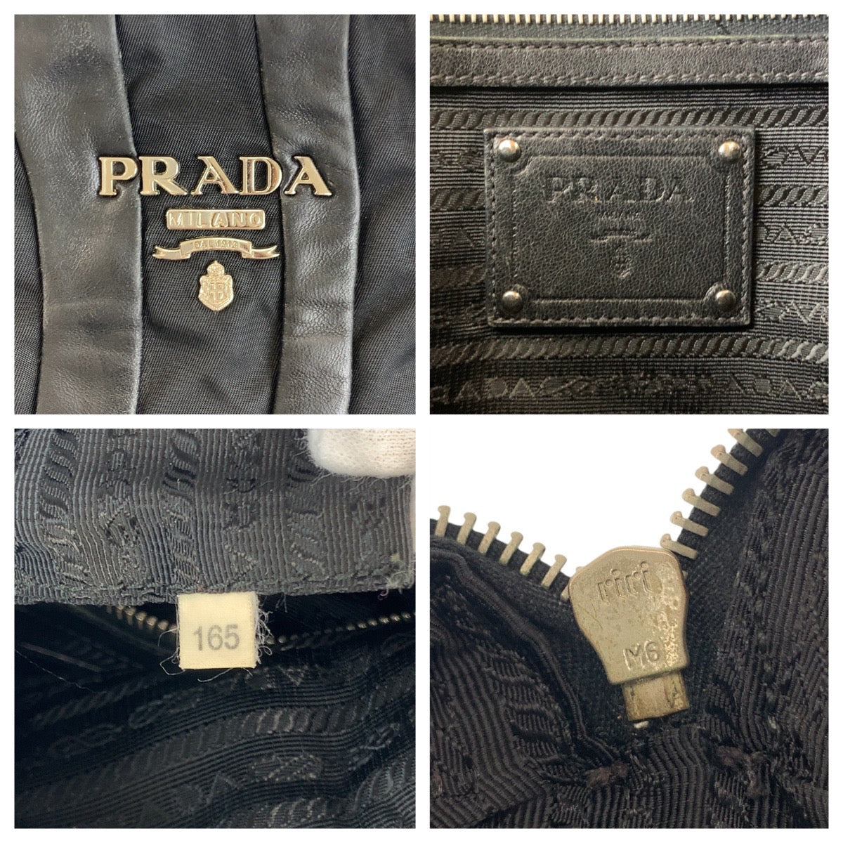 17615
PRADA プラダ クリムソン ブラック 黒 シルバー金具 ナイロン / レザー ショルダーバッグ  レディース AB32
