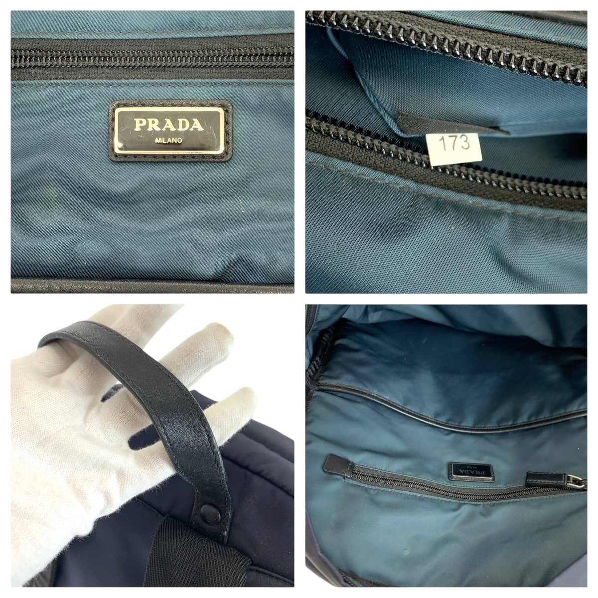 17616
PRADA プラダ テスート ネイビー シルバー金具 ナイロン リュックサック バックパック  メンズ ABP63