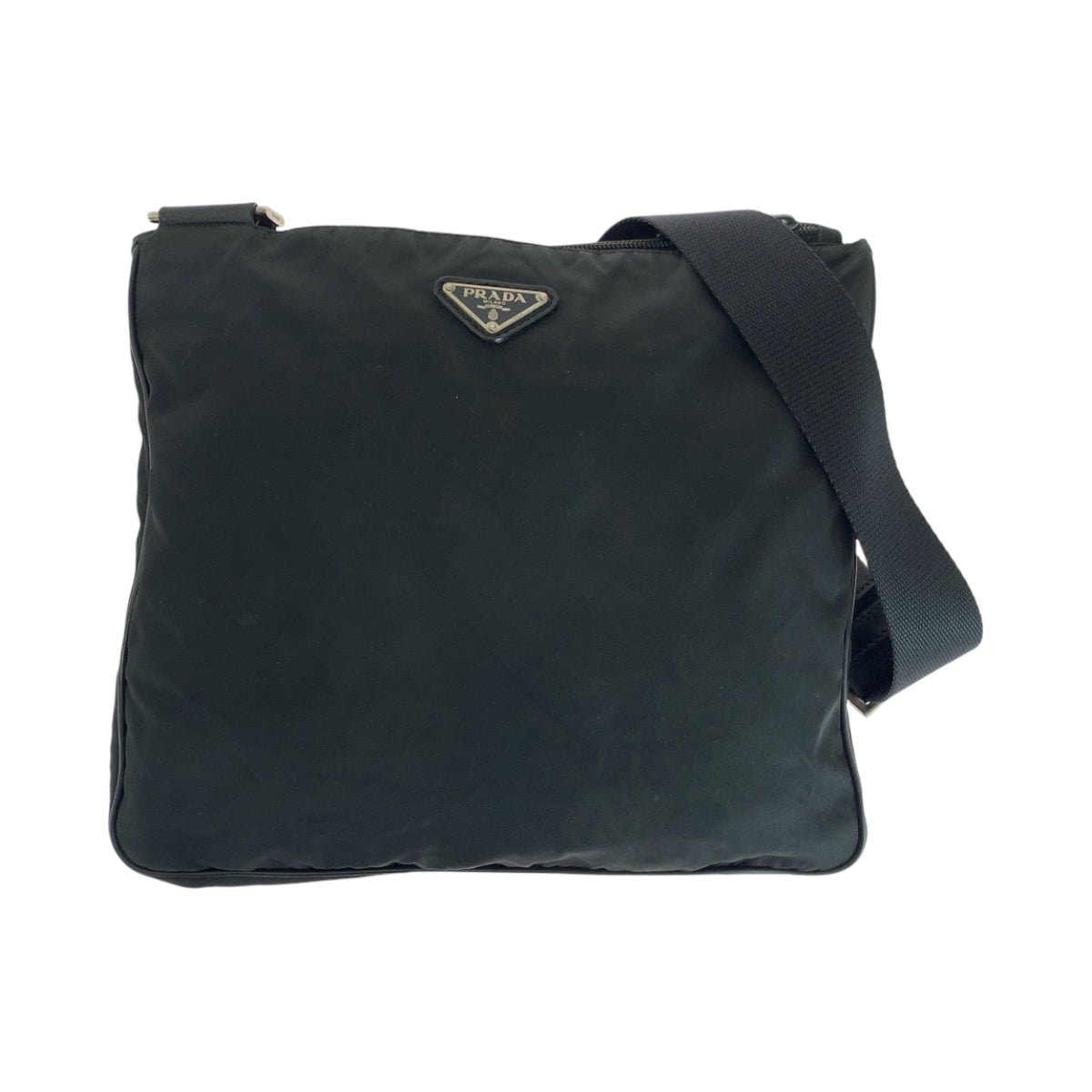 17617
PRADA プラダ テスート 三角ロゴプレート ブラック 黒 シルバー金具 ナイロン ショルダーバッグ ポシェット  レディース ABP40
