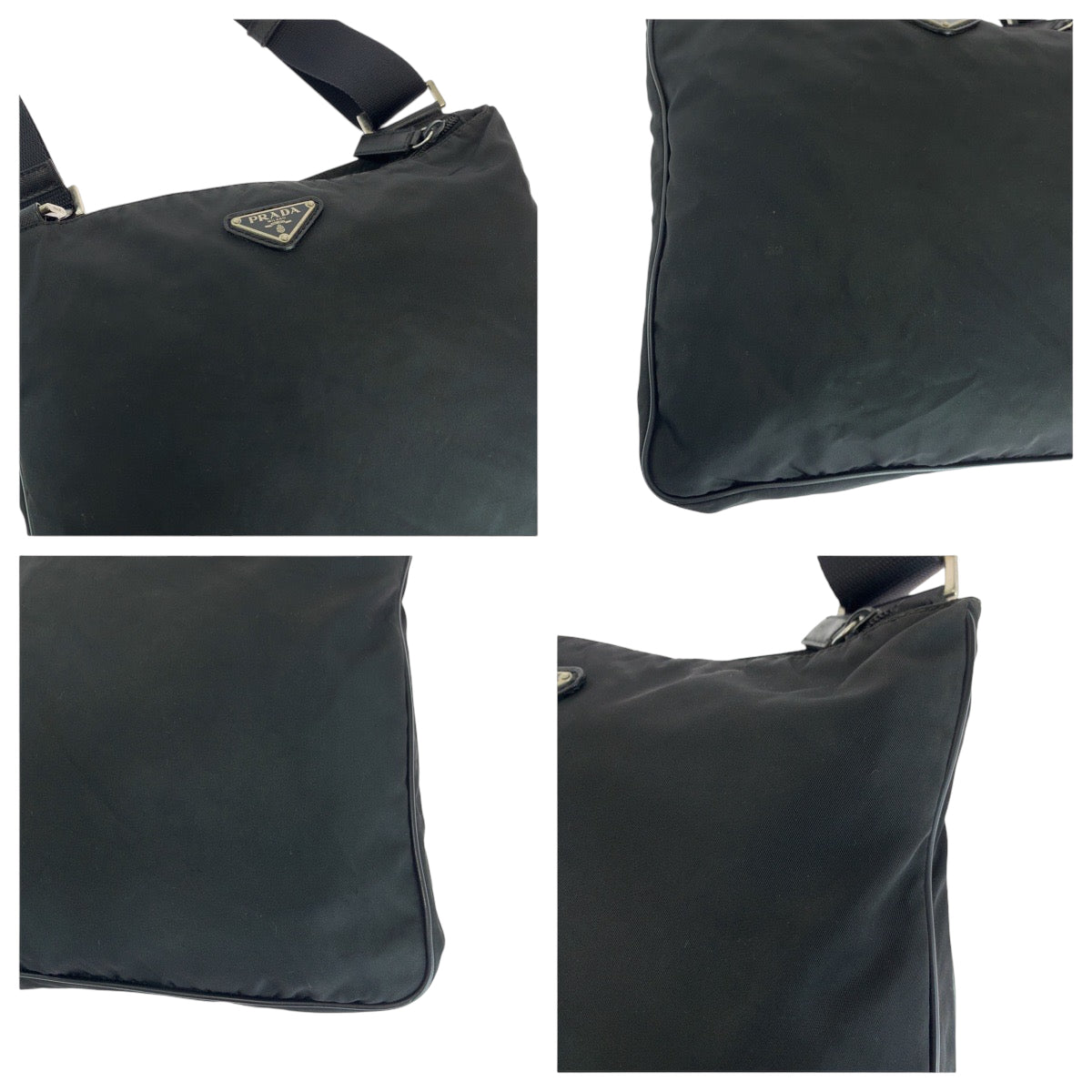 17617
PRADA プラダ テスート 三角ロゴプレート ブラック 黒 シルバー金具 ナイロン ショルダーバッグ ポシェット  レディース ABP40