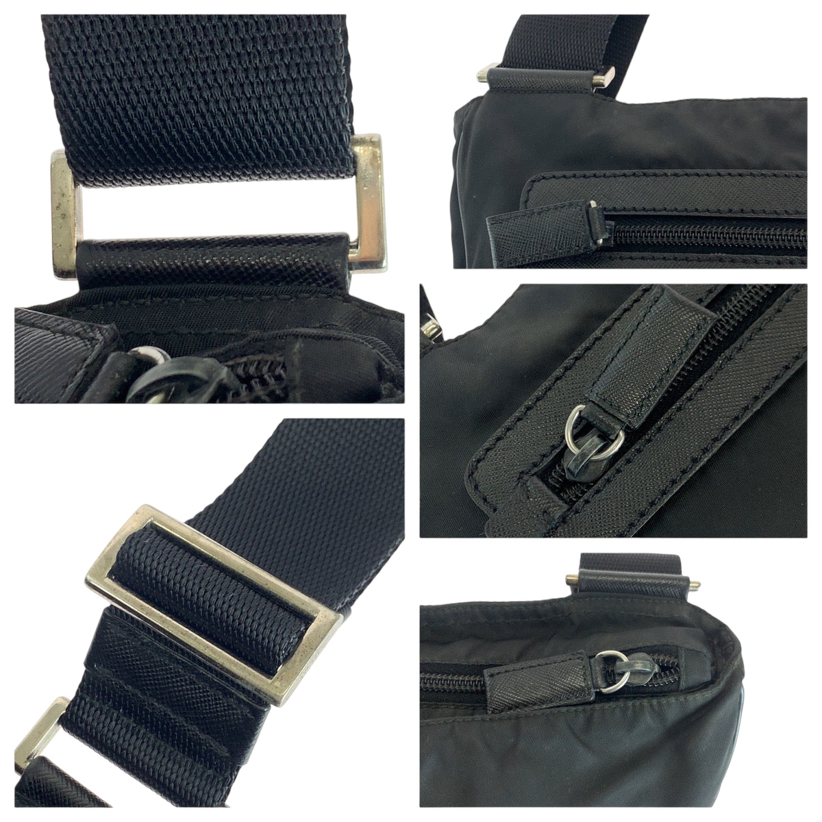 17617
PRADA プラダ テスート 三角ロゴプレート ブラック 黒 シルバー金具 ナイロン ショルダーバッグ ポシェット  レディース ABP40