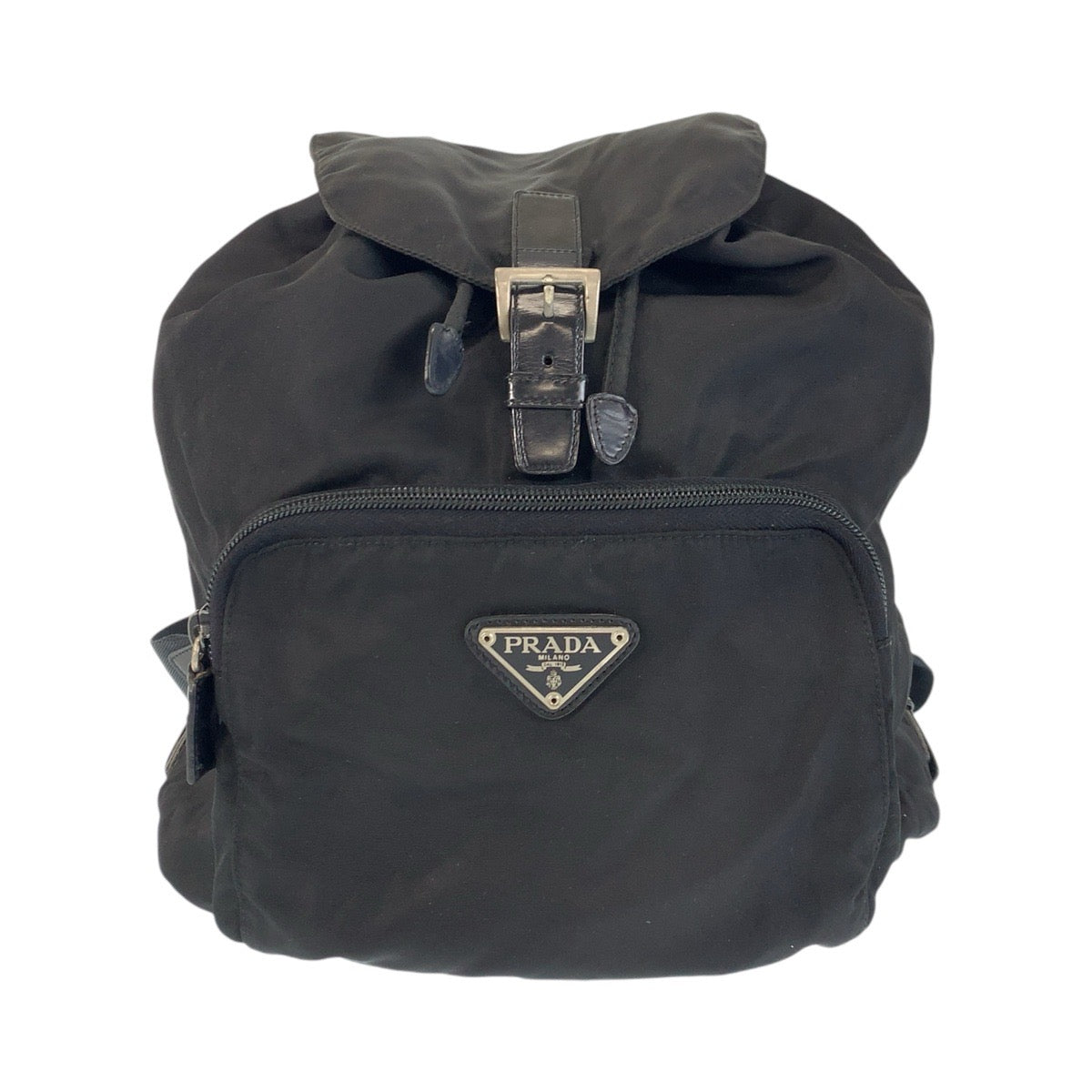 17618
PRADA プラダ テスート 三角ロゴプレート ブラック 黒 シルバー金具 ナイロン / レザー リュック・デイパック バックパック レディース AB39