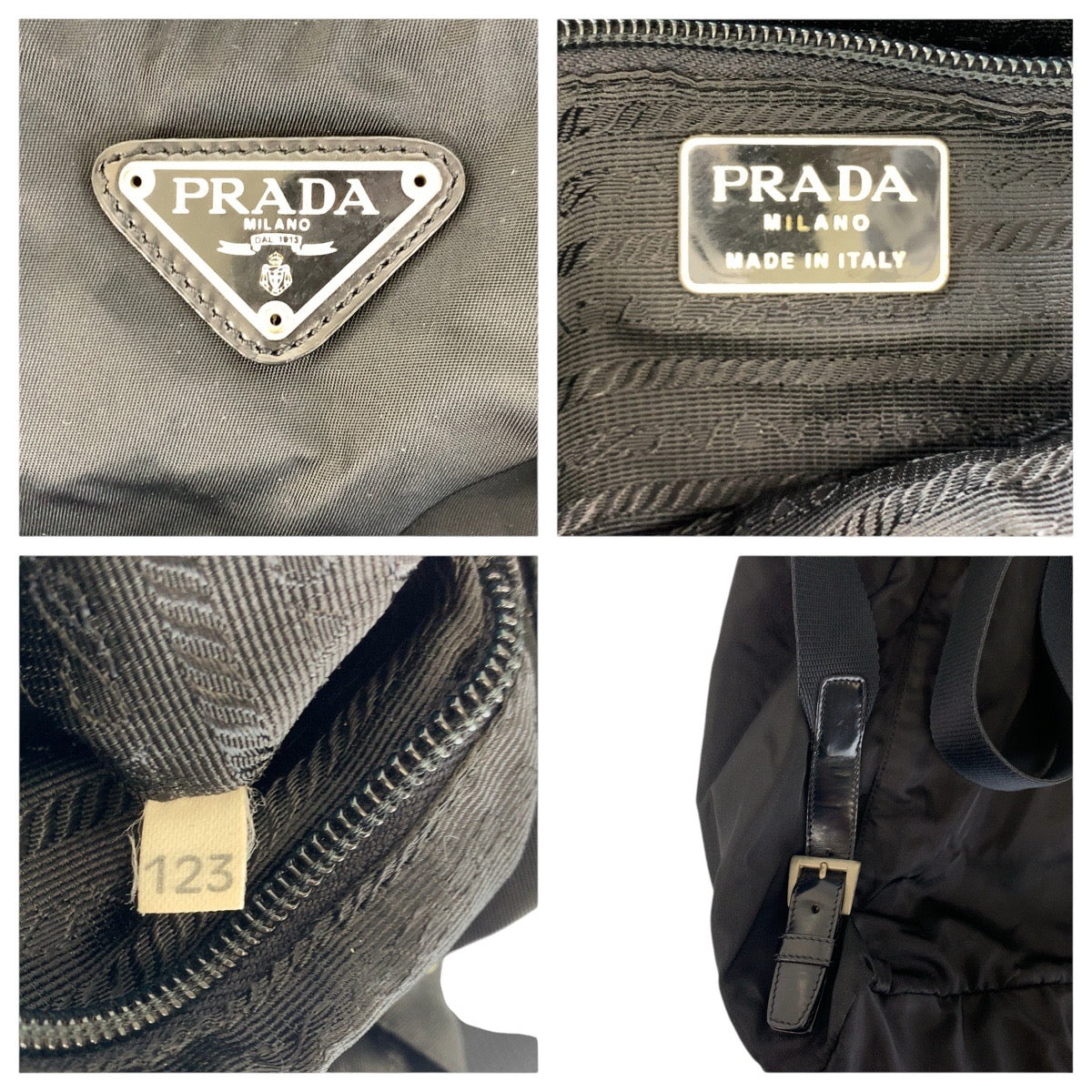 17618
PRADA プラダ テスート 三角ロゴプレート ブラック 黒 シルバー金具 ナイロン / レザー リュック・デイパック バックパック  レディース AB39