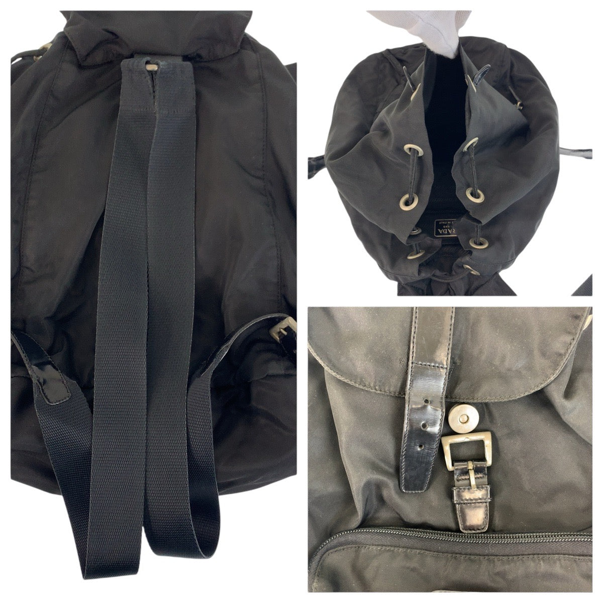 17618
PRADA プラダ テスート 三角ロゴプレート ブラック 黒 シルバー金具 ナイロン / レザー リュック・デイパック バックパック レディース AB39