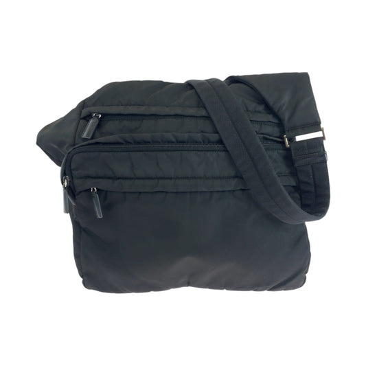 17619
PRADA プラダ テスート 三角ロゴプレート 男女兼用 ブラック 黒 シルバー金具 ナイロン ショルダーバッグ メッセンジャーバッグ  メンズ AB45