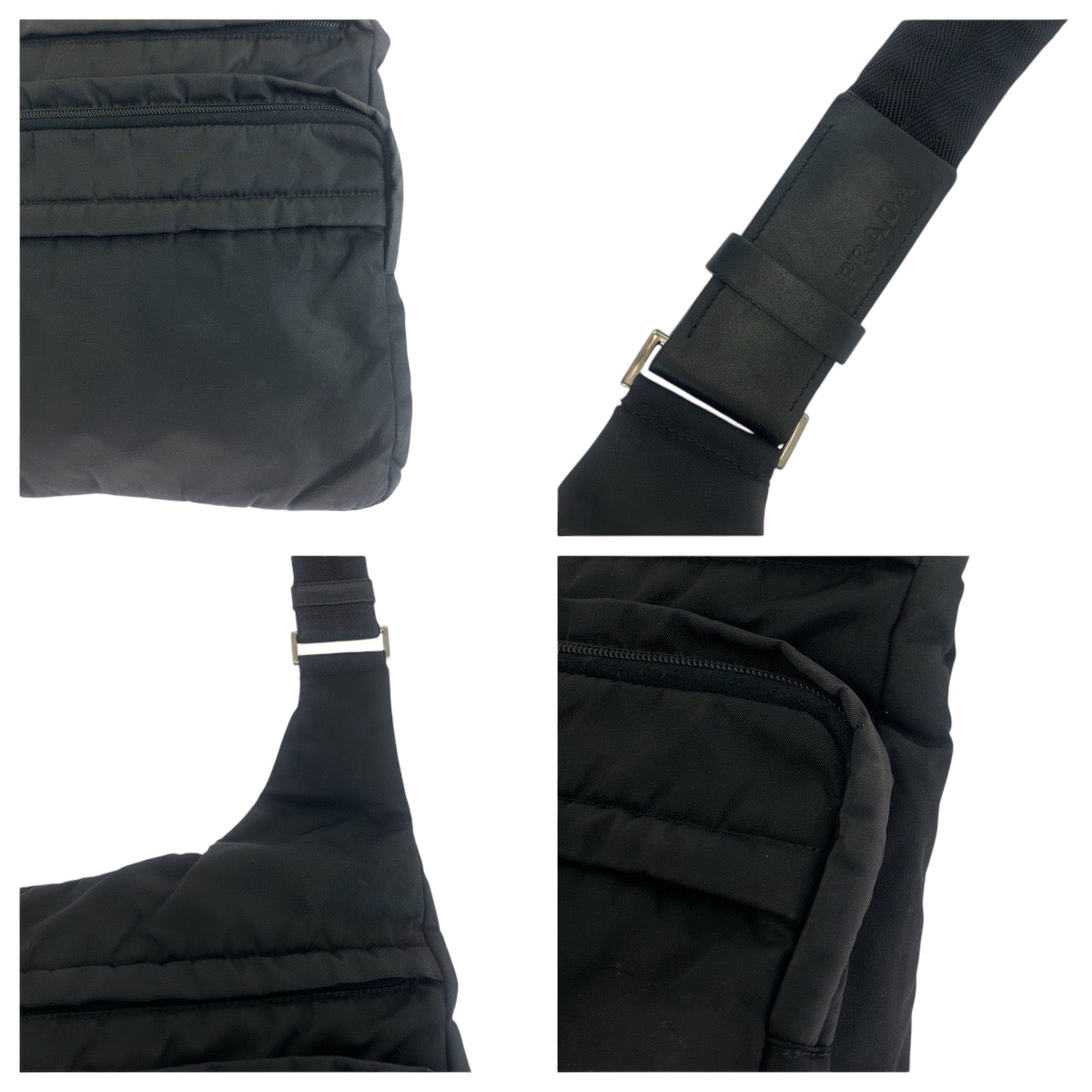 17619
PRADA プラダ テスート 三角ロゴプレート 男女兼用 ブラック 黒 シルバー金具 ナイロン ショルダーバッグ メッセンジャーバッグ  メンズ AB45