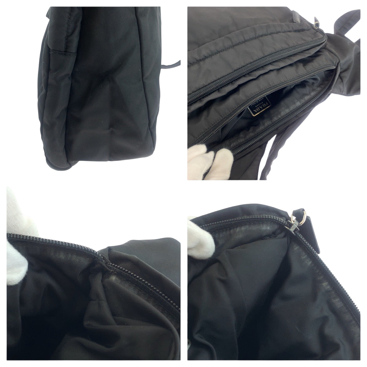 17619
PRADA プラダ テスート 三角ロゴプレート 男女兼用 ブラック 黒 シルバー金具 ナイロン ショルダーバッグ メッセンジャーバッグ  メンズ AB45