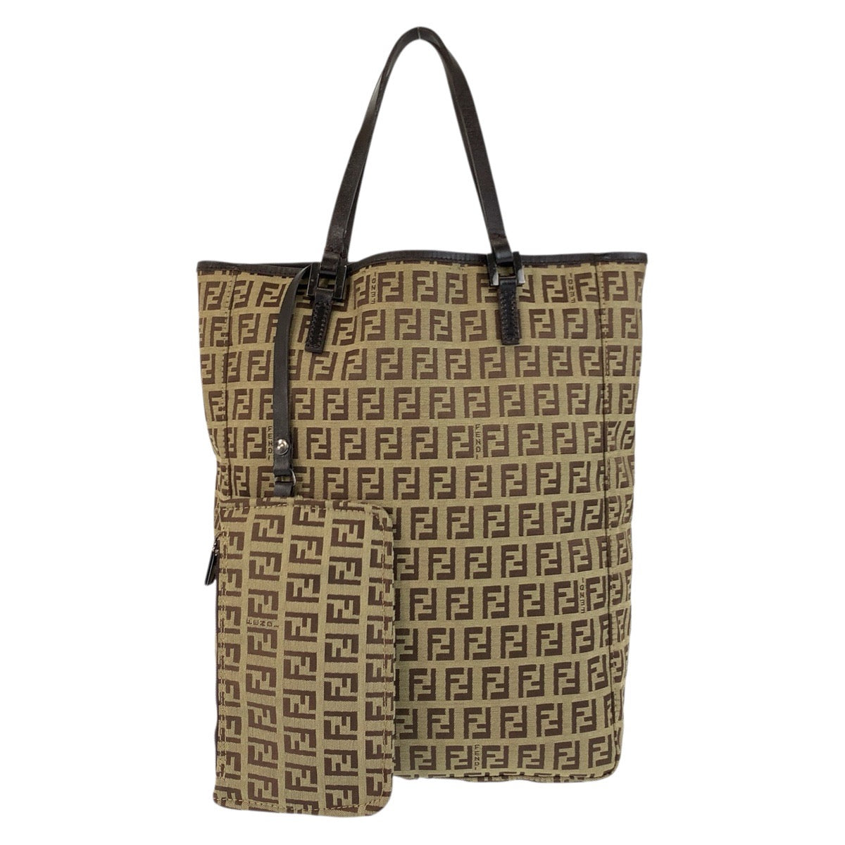 17620
FENDI フェンディ ヴィンテージ ズッキーノ ベージュ ブラウン キャンバス / レザー 8BH006 トートバッグ ハンドバッグ レディース ABP40