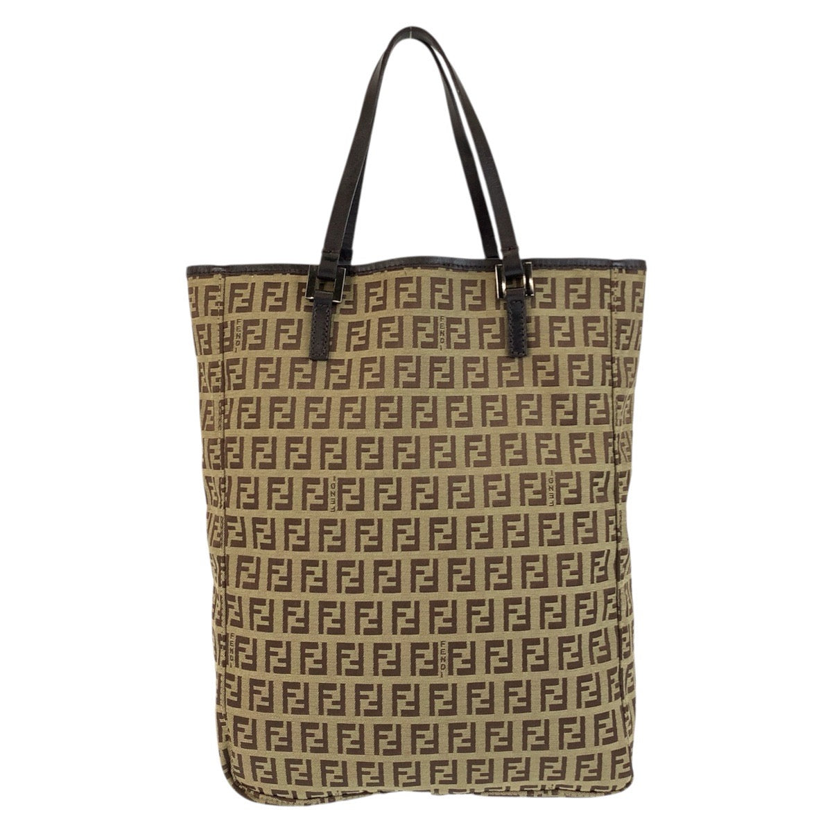 17620
FENDI フェンディ ヴィンテージ ズッキーノ ベージュ ブラウン キャンバス / レザー 8BH006 トートバッグ ハンドバッグ レディース ABP40
