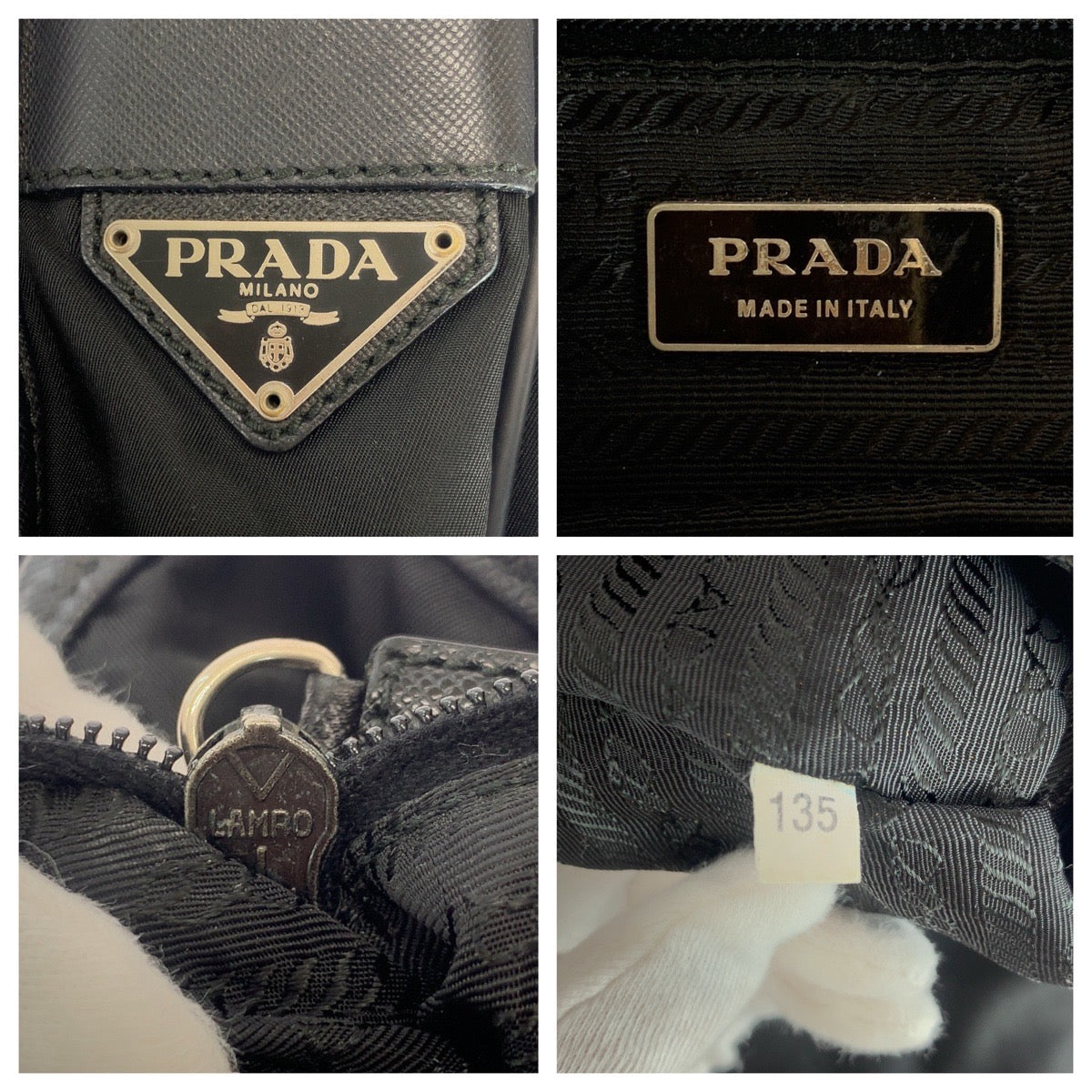 17621
PRADA プラダ テスート 三角ロゴプレート ブラック 黒 シルバー金具 ナイロン / レザー ショルダーバッグ メッセンジャーバッグ  メンズ AB45