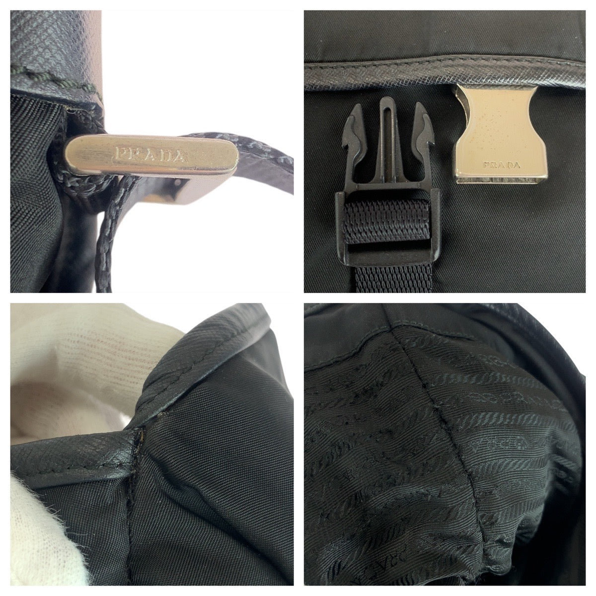 17621
PRADA プラダ テスート 三角ロゴプレート ブラック 黒 シルバー金具 ナイロン / レザー ショルダーバッグ メッセンジャーバッグ  メンズ AB45