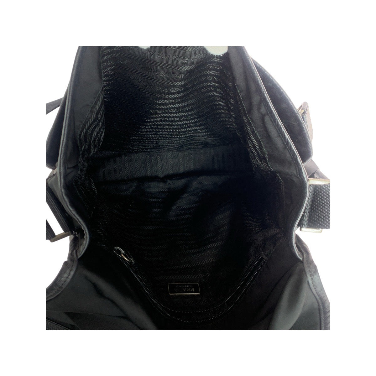 17621
PRADA プラダ テスート 三角ロゴプレート ブラック 黒 シルバー金具 ナイロン / レザー ショルダーバッグ メッセンジャーバッグ  メンズ AB45