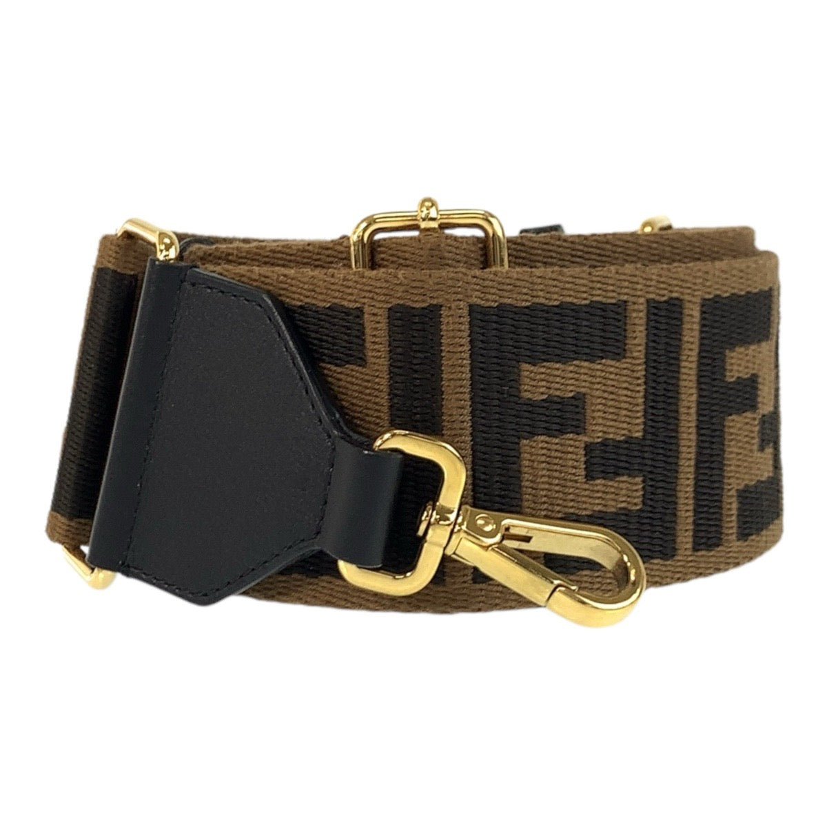17623
FENDI フェンディ ズッカ ブラウン ゴールド金具 キャンバス / レザー ショルダーストラップ  レディース A60
