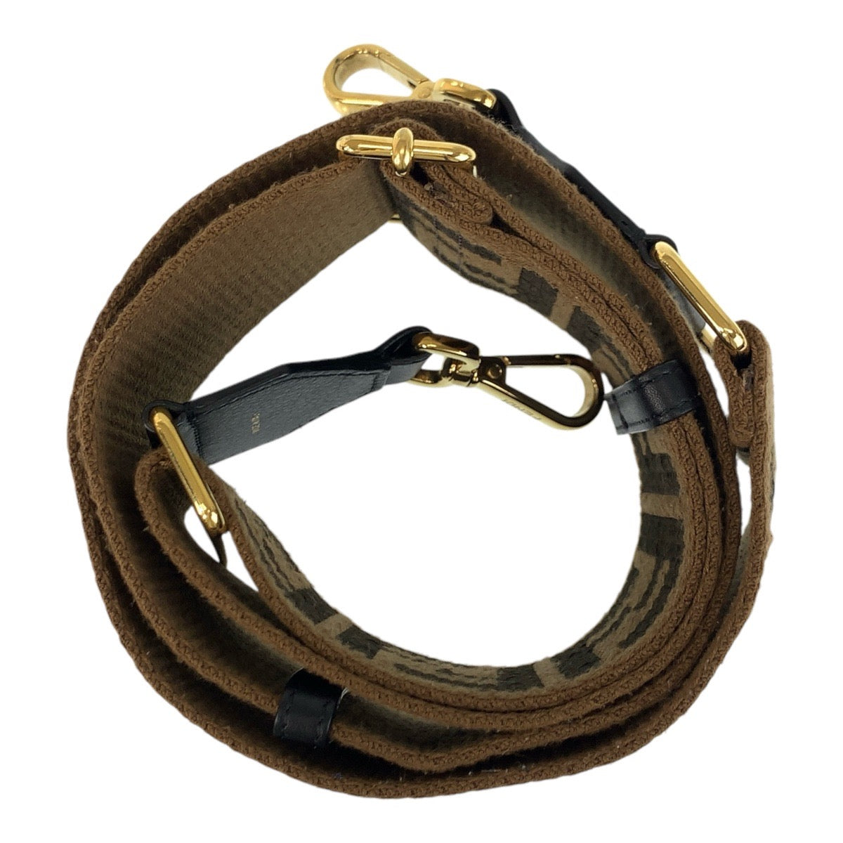 17623
FENDI フェンディ ズッカ ブラウン ゴールド金具 キャンバス / レザー ショルダーストラップ  レディース A60