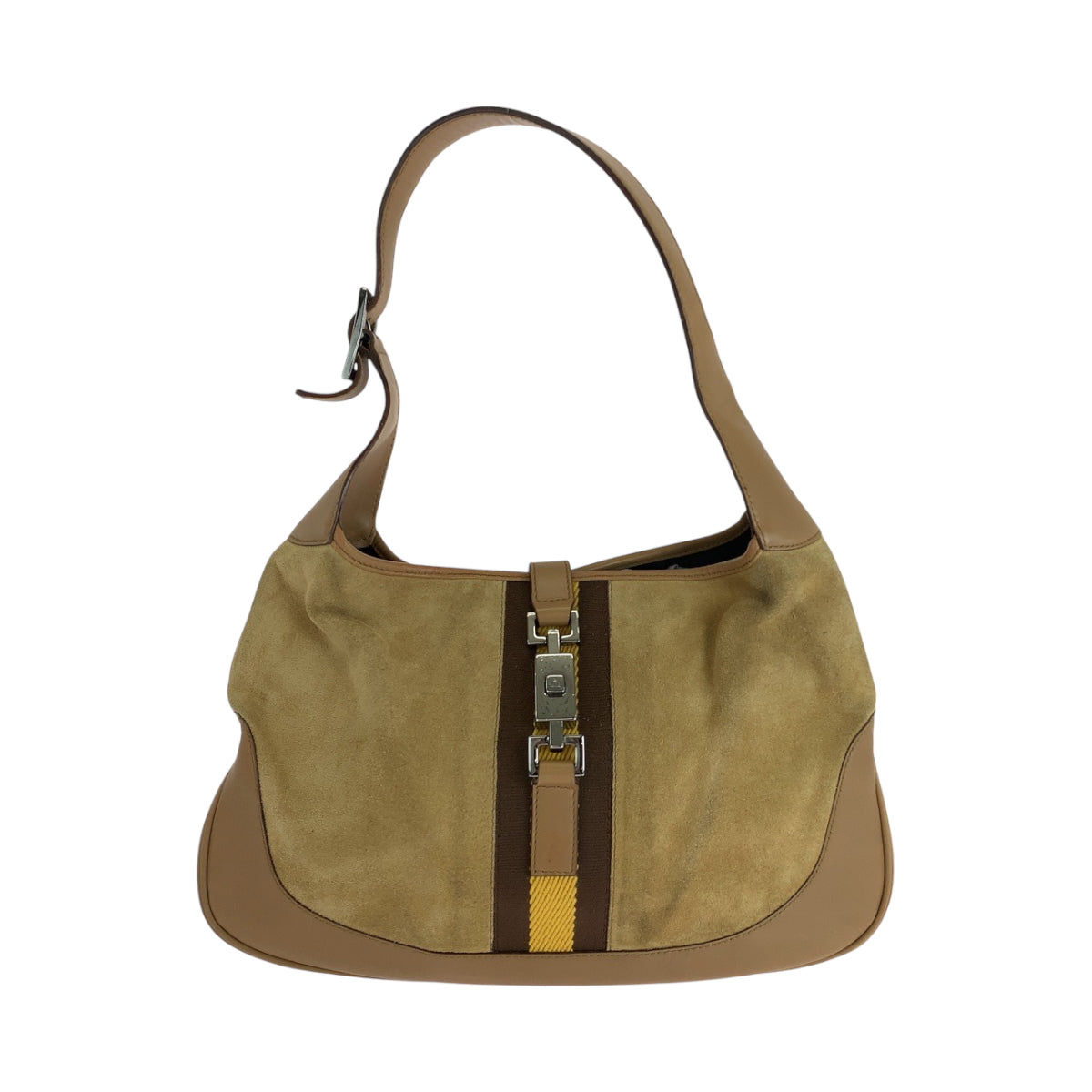 17628
GUCCI グッチ ジャッキー シェリー キャメル ブラウン シルバー金具 スウェード / レザー 001 3306 ホーボー ショルダーバッグ 肩掛け  レディース AB41