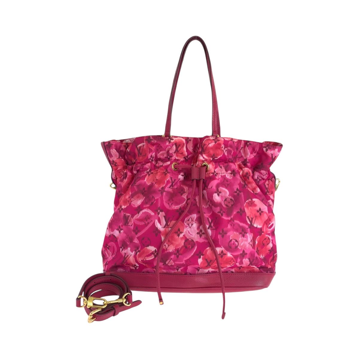 17633
LOUIS VUITTON ルイヴィトン イカットフラワー ノエフルMM ローズアンディアン ピンク ゴールド金具 ナイロン / レザー M94313 トートバッグ ショルダーバッグ レディース ABP120