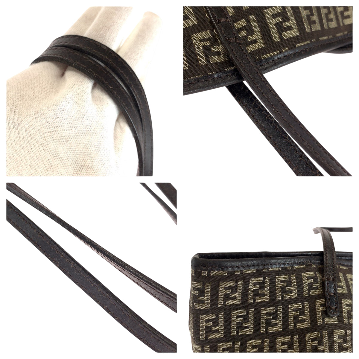 17636
FENDI フェンディ ズッキーノ ブラウン ベージュ シルバー金具 キャンバス 2201 8BH074 トートバッグ ショルダーバッグ  レディース