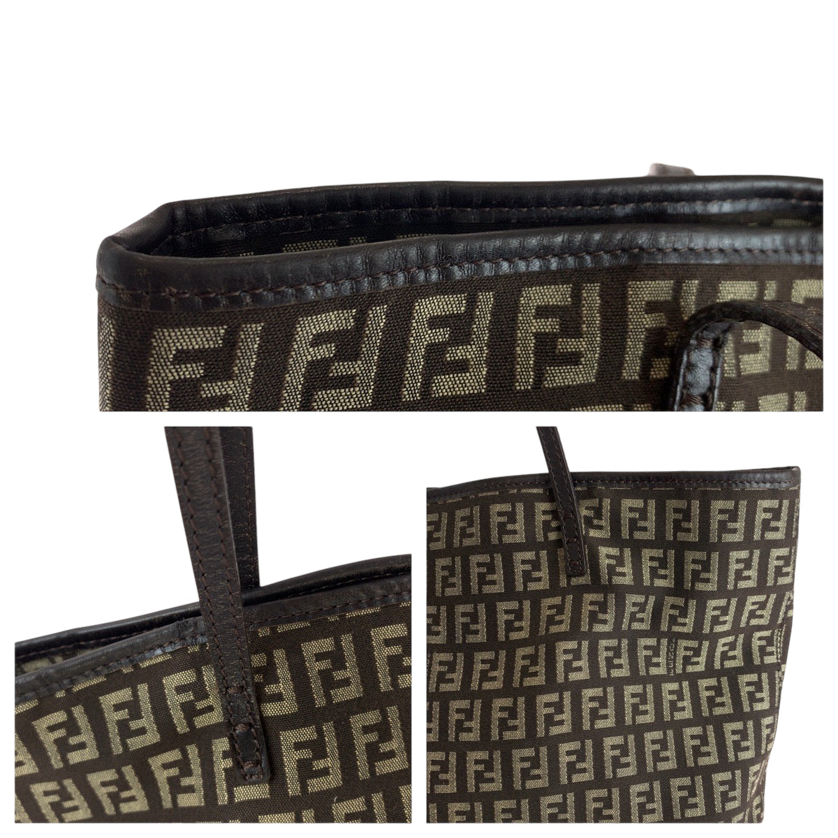 17636
FENDI フェンディ ズッキーノ ブラウン ベージュ シルバー金具 キャンバス 2201 8BH074 トートバッグ ショルダーバッグ  レディース