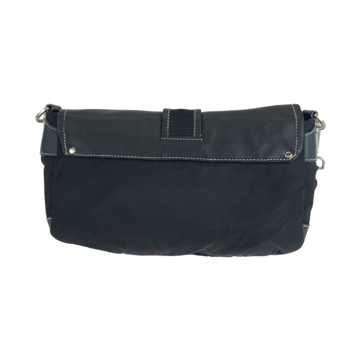 17637
PRADA プラダ テスート 三角ロゴプレート ブラック 黒 シルバー金具 ナイロン / レザー BR2417 ショルダーバッグ ポシェット  レディース ABP41