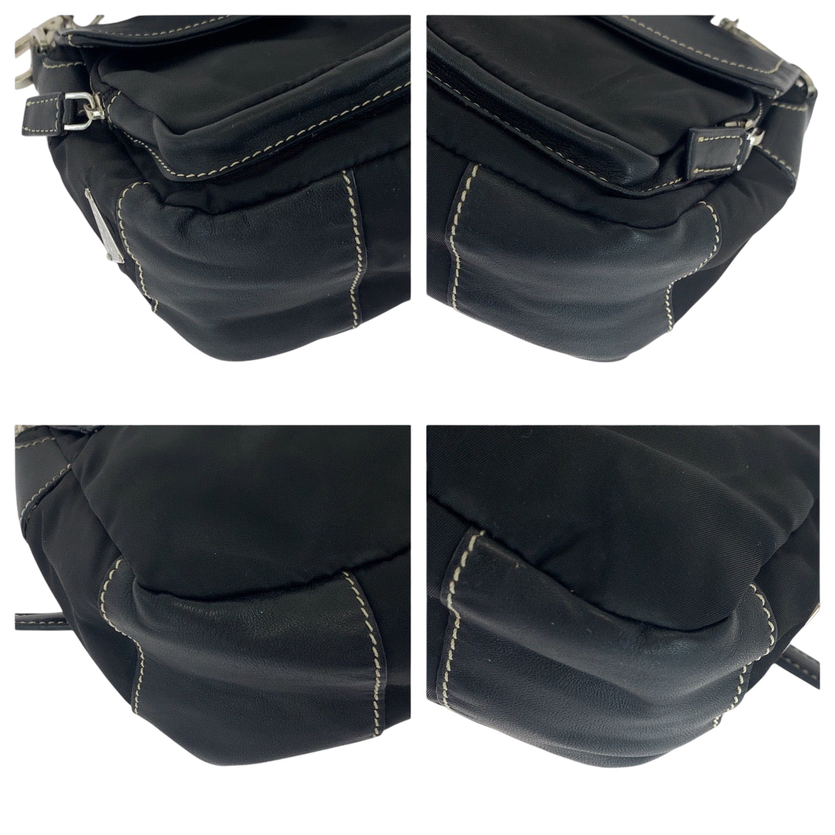17637
PRADA プラダ テスート 三角ロゴプレート ブラック 黒 シルバー金具 ナイロン / レザー BR2417 ショルダーバッグ ポシェット  レディース ABP41