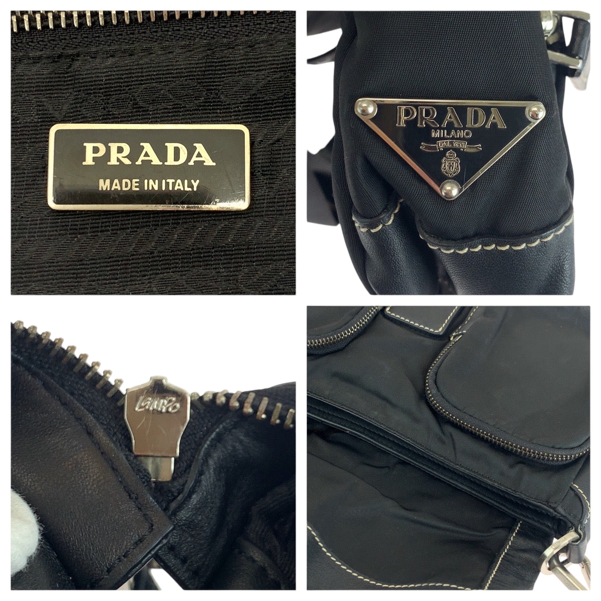17637
PRADA プラダ テスート 三角ロゴプレート ブラック 黒 シルバー金具 ナイロン / レザー BR2417 ショルダーバッグ ポシェット  レディース ABP41