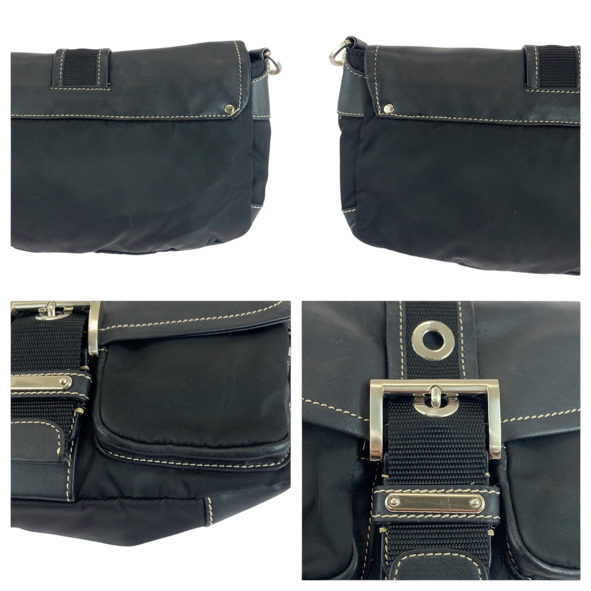 17637
PRADA プラダ テスート 三角ロゴプレート ブラック 黒 シルバー金具 ナイロン / レザー BR2417 ショルダーバッグ ポシェット  レディース ABP41