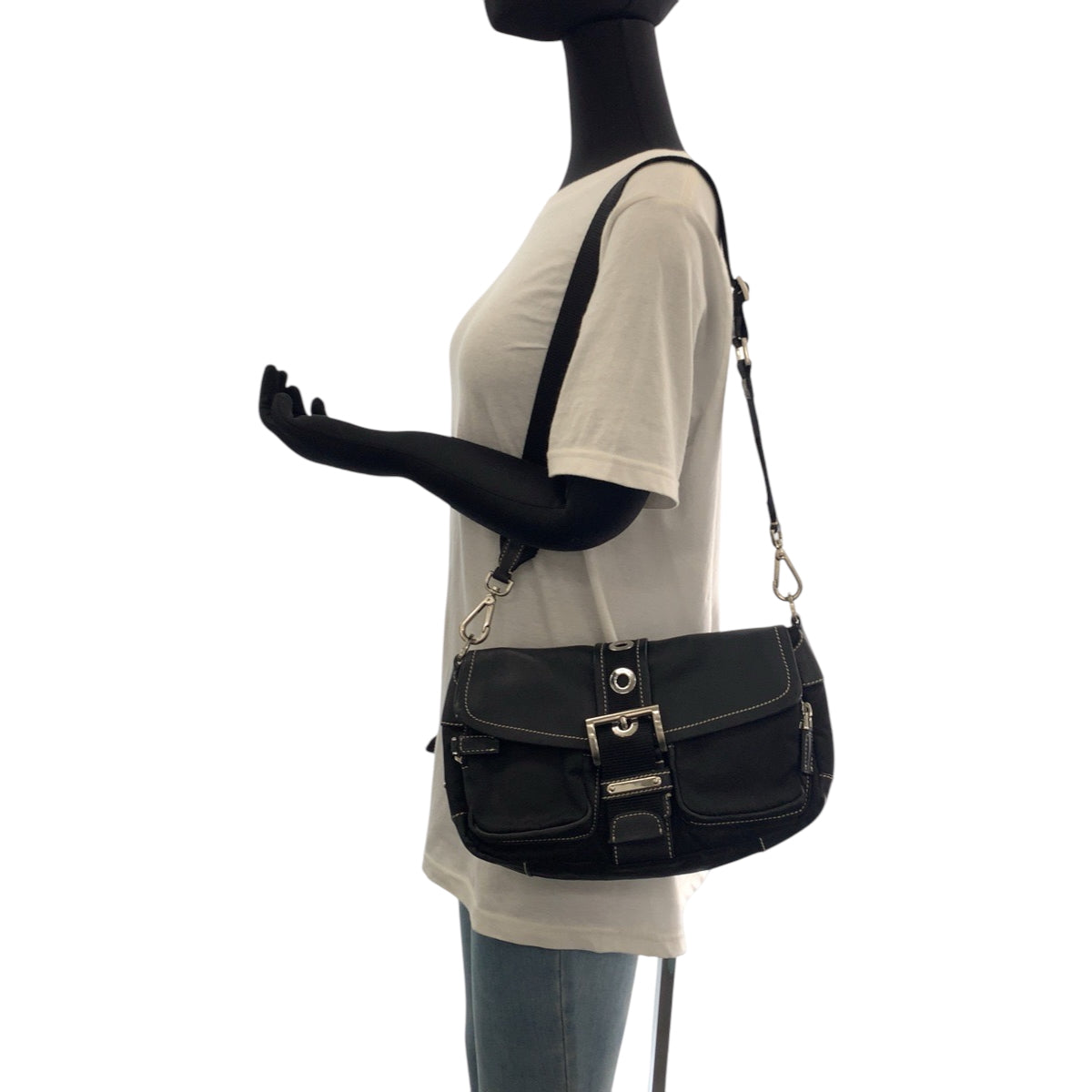 17637
PRADA プラダ テスート 三角ロゴプレート ブラック 黒 シルバー金具 ナイロン / レザー BR2417 ショルダーバッグ ポシェット  レディース ABP41