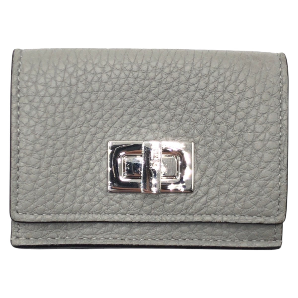 17639
FENDI フェンディ ピーカブー グレー シルバー金具 レザー 8M0426 A91B 229 2018 折財布 コンパクトウォレット  レディース ABP
