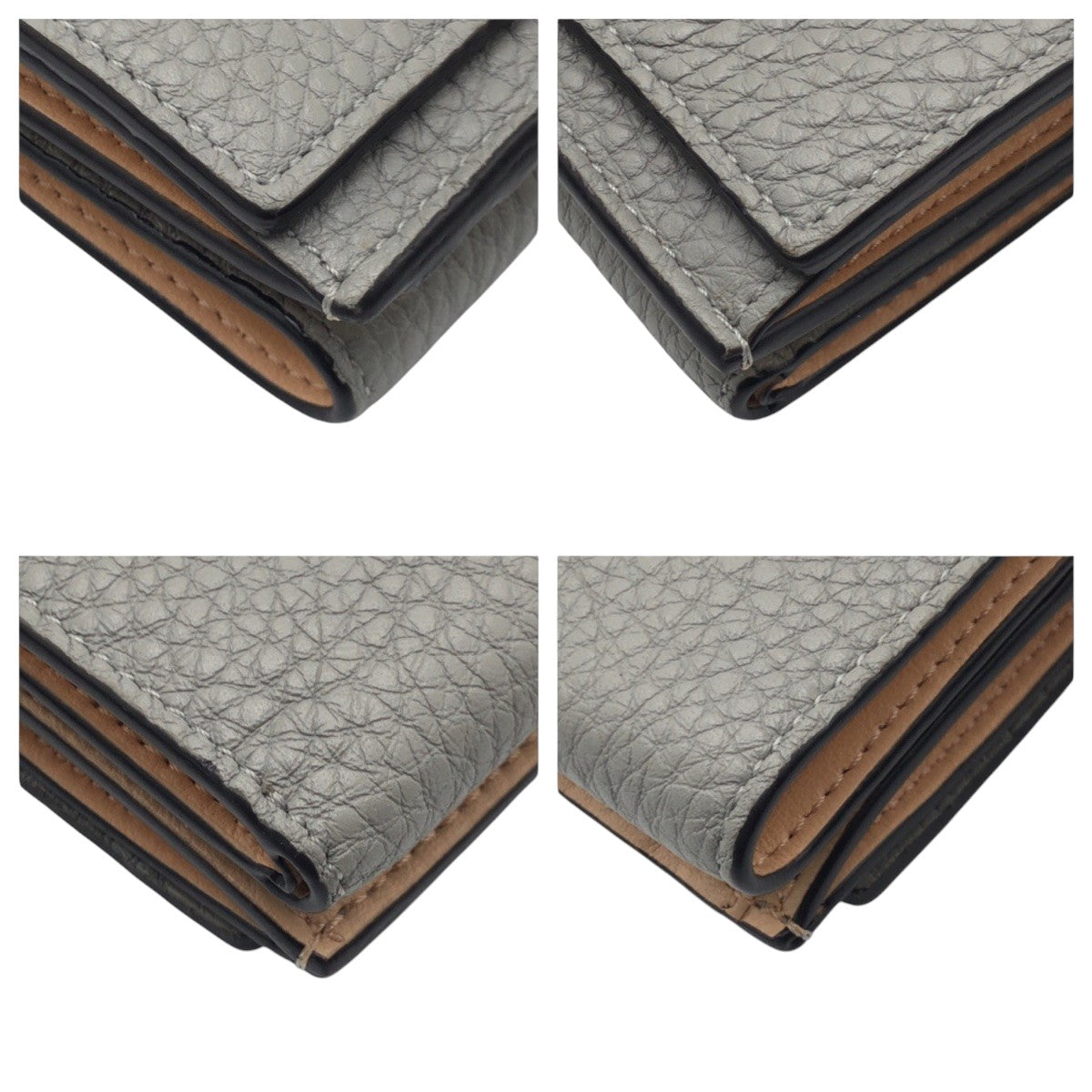 17639
FENDI フェンディ ピーカブー グレー シルバー金具 レザー 8M0426 A91B 229 2018 折財布 コンパクトウォレット  レディース ABP