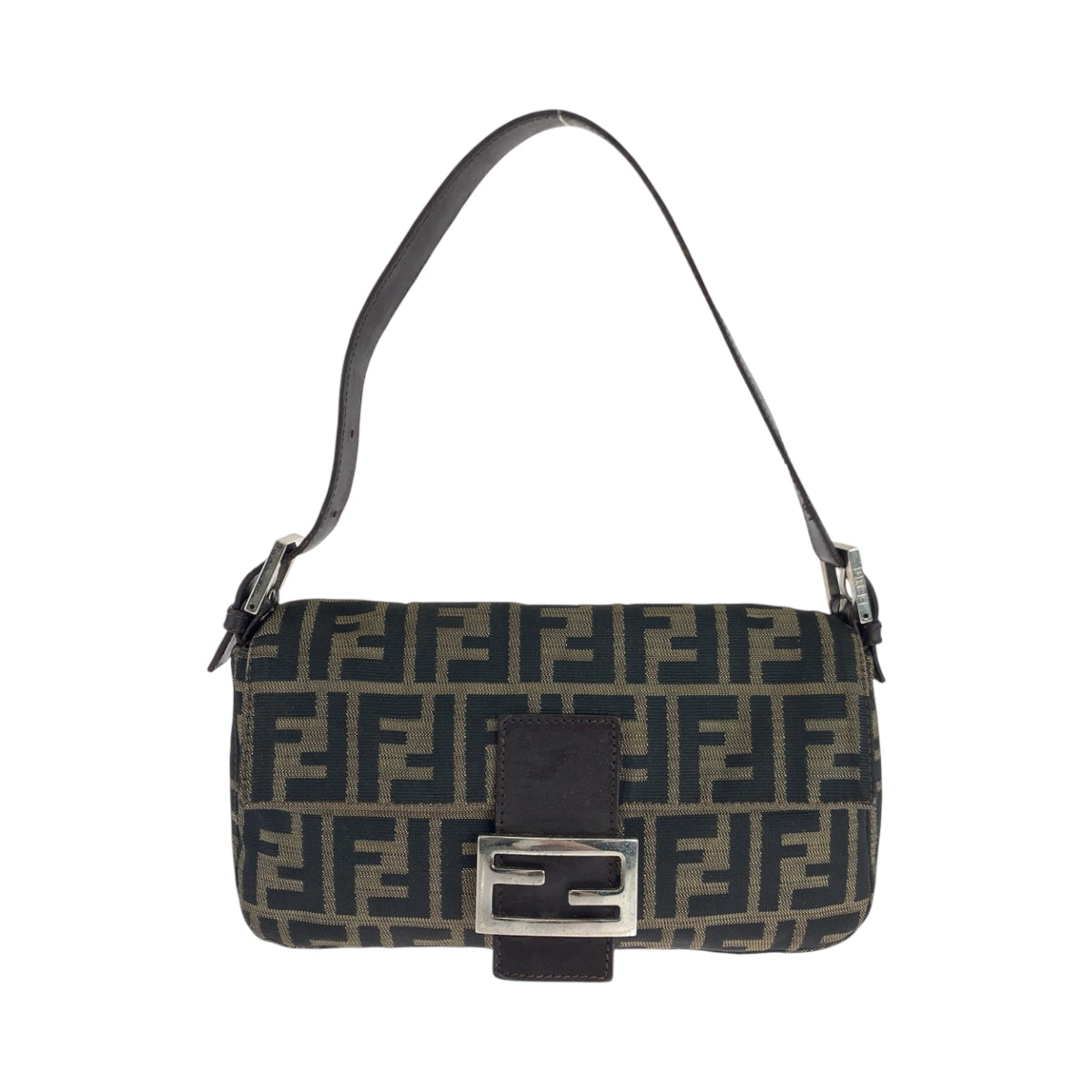 17641
FENDI フェンディ ヴィンテージ ズッカ マンマバケット ブラウン シルバー金具 キャンバス ワンショルダーバッグ ハンドバッグ  レディース