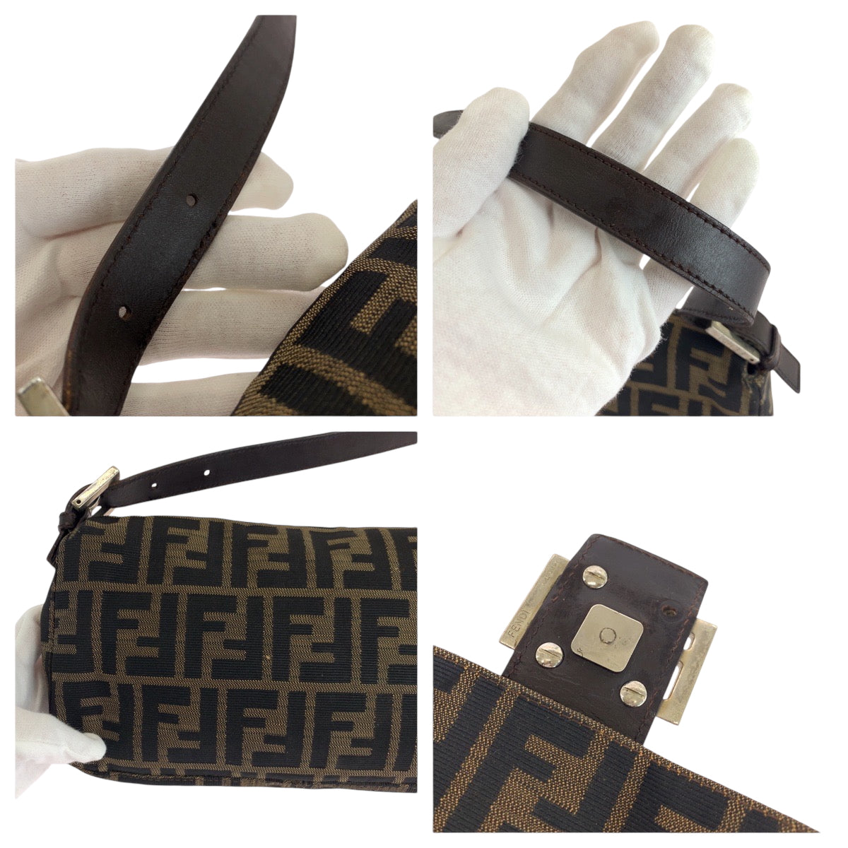 17641
FENDI フェンディ ヴィンテージ ズッカ マンマバケット ブラウン シルバー金具 キャンバス ワンショルダーバッグ ハンドバッグ  レディース
