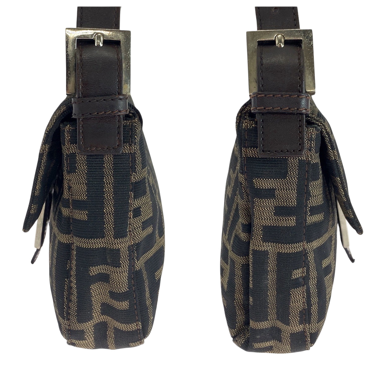 17641
FENDI フェンディ ヴィンテージ ズッカ マンマバケット ブラウン シルバー金具 キャンバス ワンショルダーバッグ ハンドバッグ  レディース