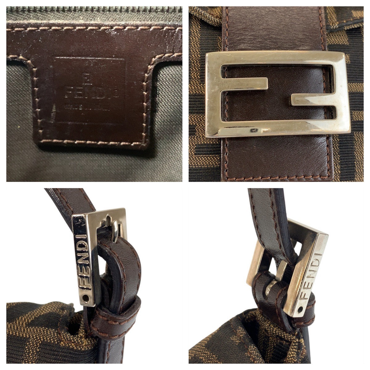 17642
FENDI フェンディ ヴィンテージ ズッカ マンマバケット ブラウン シルバー金具 キャンバス / レザー ショルダーバッグ  レディース ABP75